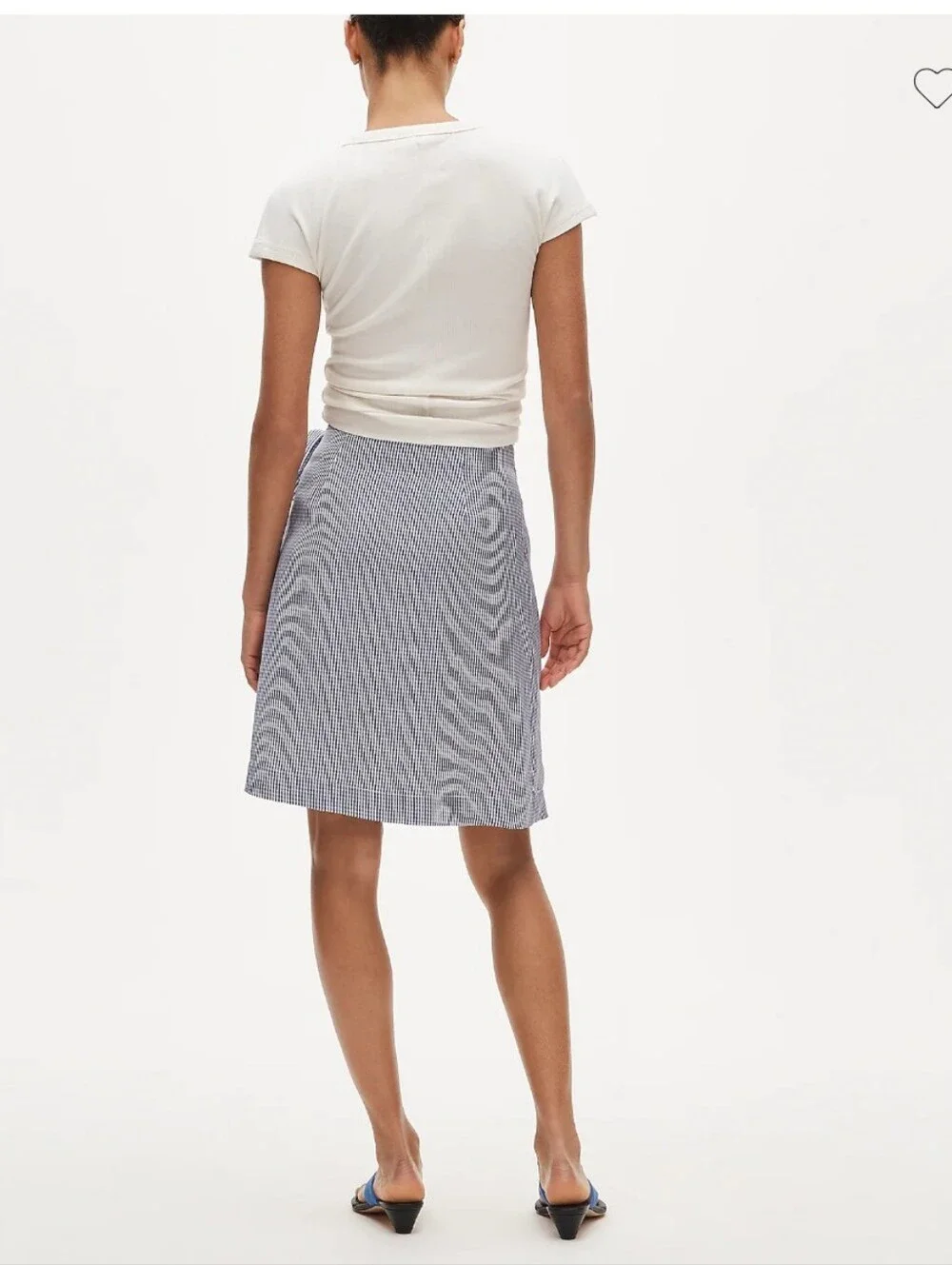 J Crew Tall knee-length wrap skirt in gingham linen blend CW476 Size 2